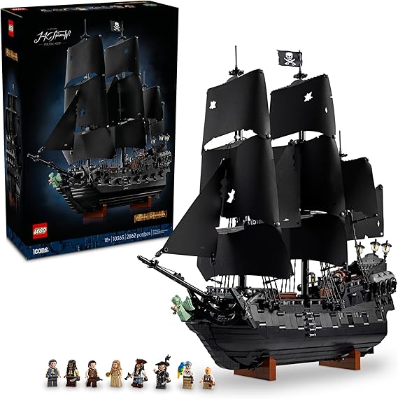 LEGO Icons Captain Jack Sparrows Pirate Ship Building Set for Adults, Ages 18+ Room Decor for Office, Bedroom or Shelf - Collectible Black Pearl Ship for Pirates of The Caribbean Fans - 10365