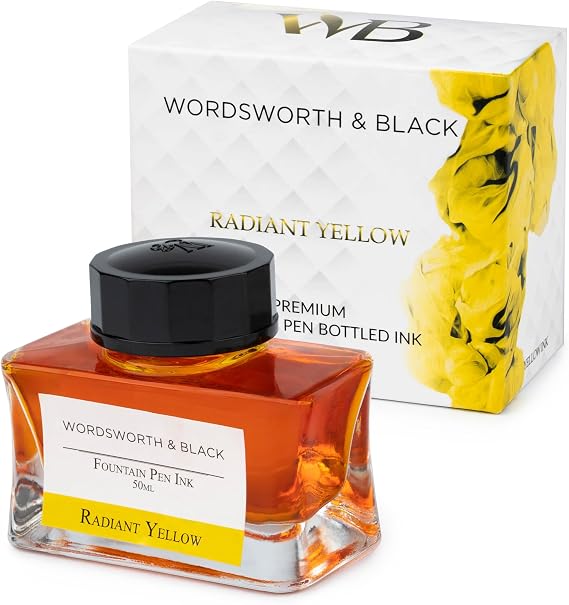 Wordsworth & Black Fountain Pen Ink Bottle, 50ml, Yellow, Smooth