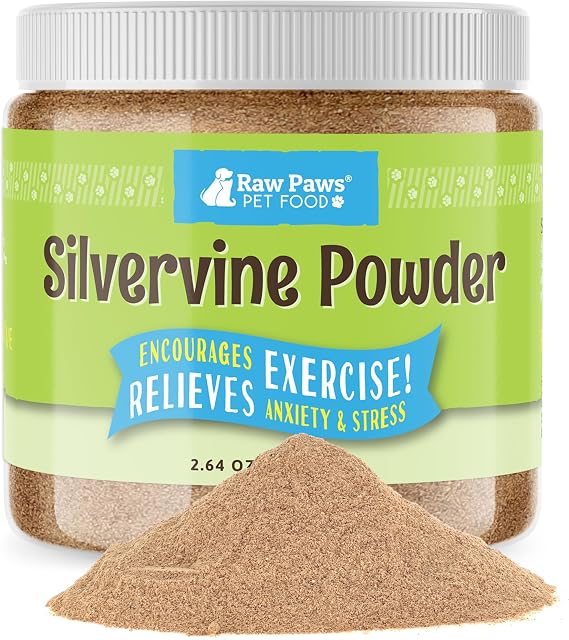 Raw Paws Silvervine Powder, 75 Grams, Catnip Alternative - Matatabi Cat Toy | 100% Silver Vine Gall Fruit - Indoor Cat Enrichment - Matatabi Powder - Cat Toy Refill Powder - Cat Toy Booster - Cat Play