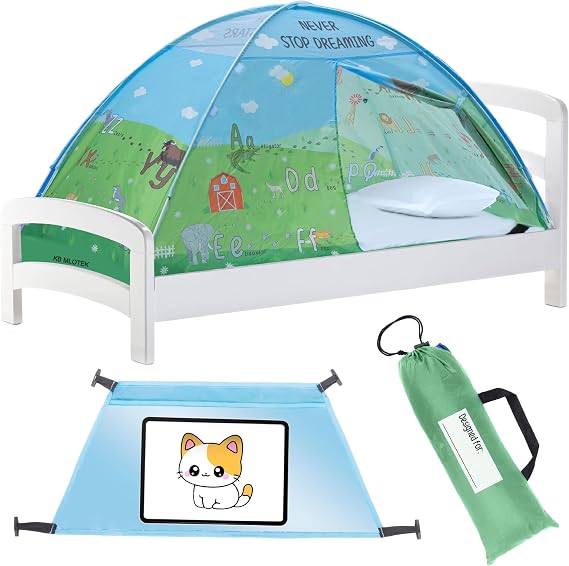 Animal Kids Bed Tent Twin Size, Pop Up Toddler Canopy and Play Fort