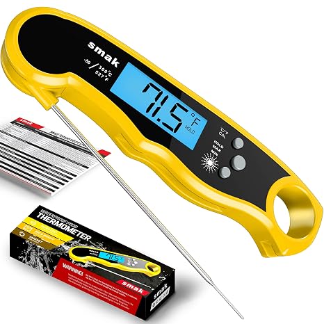 Digital Instant Read Meat Thermometer - Waterproof Kitchen Food Cooking Thermometer with Backlight LCD - Best Ultra Fast Electric Meat Thermometer for Probe, BBQ, Grill, Smoke, Baking, Turkey