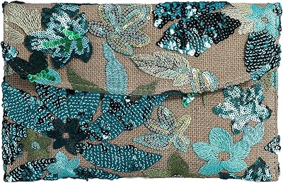 Sequin Embroidered Floral Clutch Purse for Women Summer Envelope Bag Wedding Evening Events Party Handbags