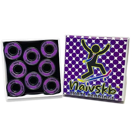 Skateboard Bearings 8mm 8 Pack, Precision ABEC 608 Bearings Set for Longboards Cruisers Surfskates Inline Skates Quad Roller Skates Scooters (Neon Purple)