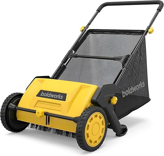 Push Lawn Sweeper Yard Leaf Collector 21" Leaves Picker for Grass Cleanup