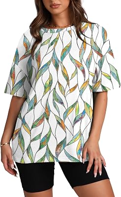 Oversized T Shirts for Women Summer Crewneck Short Sleeve Basic Tops Loose Fit