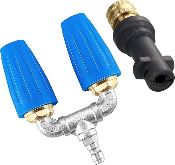 M MINGLE Dual Pressure Washer Turbo Nozzle Set, 360°Rotating Turbo Nozzle with Adpater, Compatible with Karcher K Series, K2, K3, K4, K5, K6, K7, 1/4 Inch Quick Connect, 4-6 GPM, 4000 PSI
