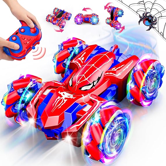 Double Sided Remote Control Car for Boys 4-7, 360 Rotating 2.4GHz Fast Stunt Rechargeable 4WD RC Car Toys for Boys 4-6 5-7 8-13 Outdoor Birthday Halloween Christmas Basket Stuffers Gifts for Kids