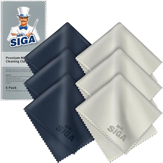 MR.SIGA Microfiber Glasses Cleaning Cloth, Spectacle Cleaner Cloth, 6 Pack