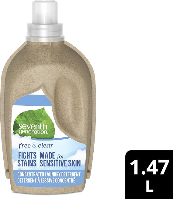 Seventh Generation Concentrated Liquid Laundry Detergent, Free and Clear, 66 loads, 50 oz (Packaging May Vary)
