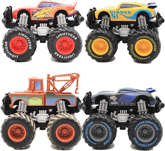4-Pack Car Toy, Tow Mater Toy, 1:55 Die-cast Toy Car Big Wheel Buggy (4 Pcs Big Wheel Car)