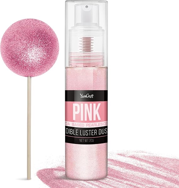 Edible Glitter Spray - 20g Luster Dust Edible Food Grade Glitter for Cake Decorating, Cocktails, Drinks - Shimmer Dust Powder Metallic Food Coloring Powder for Cookie, Candy, Icing (Pink)