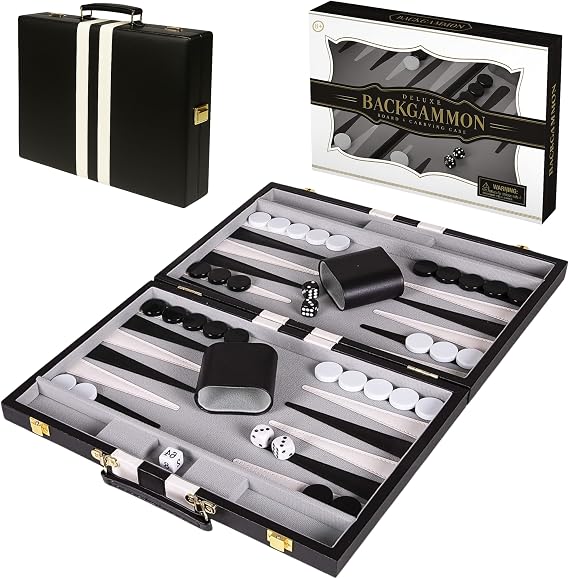 Premium Backgammon 11" Small Black - Backgammon Sets for Adults and Kids