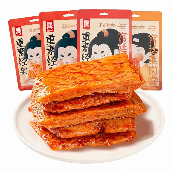 Latiao Chinese Snack,Chinese Special Casual Snack Food,Latio Spicy Strips 6 Pack,Vegetarian Meat Snack,Best Vegan, Asian Snacks Latiao Halal Sweet and Spicy 90g,Chinese Food