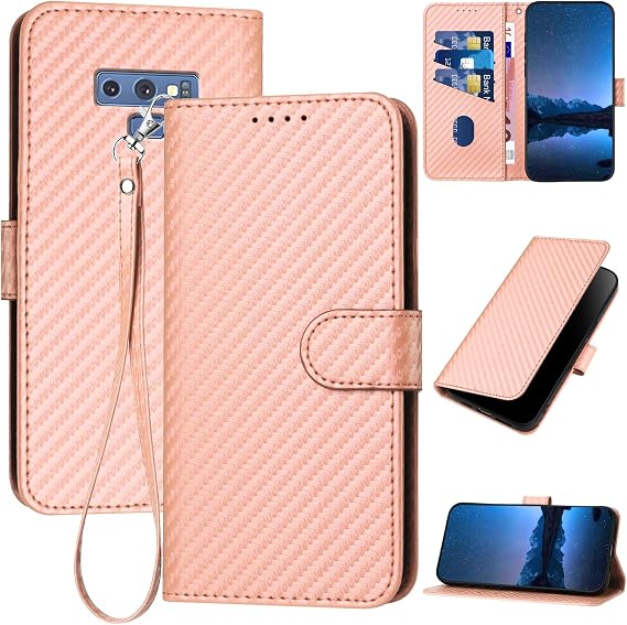 Compatible Galaxy Note9 Case, Flip Type, Galaxy Note 9 Case, Flip Type, Carbon Fiber Style, Galaxy Note9 Cover, Stylish & Simple SC-01L Case, Galaxy Note 9 Case, Lightweight, Thin SCV40 Case