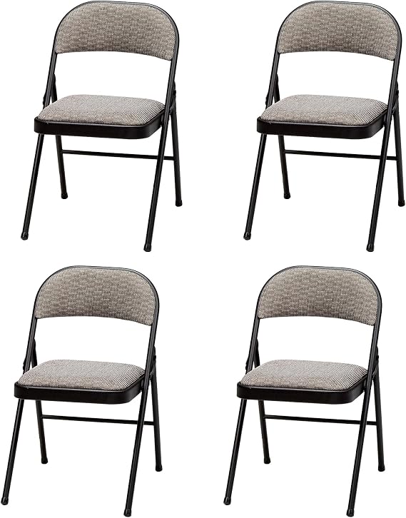 Sudden Comfort Deluxe Portable Padded Foldable Dining Chairs, Black, 4 Pack