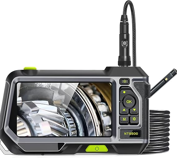 Borescopes endoscopes NTS500 Inspect Camera Endoscope-Borescope with 5" IPS Screen, IP67 Waterproof 1080P HD Inspection Camera for Car Pipe Plumbing HVAC (Triple Lens-7.9mm-5 M)