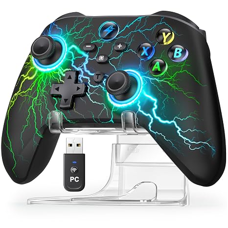 AXYBCOOL Wireless PC Controller with Stand, PC Gaming Controller with Linear Triggers/Vibration/Turbo - No Dead Zone - Bluetooth Controller for PC/Switch/Switch 2/iOS/Android