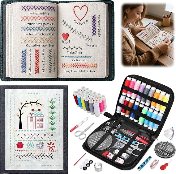 magimagi Embroidery Stitch Book, 86 PCS DIY Embroidery Book Kit, 2026 New Cross Stitch Kit, with Embroiderer Guide, Ideal Gift for Beginners and Craft Lovers