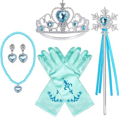 Princess Dress Up Accessories Princess Crown Tiara for Little Girls, Princess Tiara Glove Wand Toy Gift for 3-6 Girl