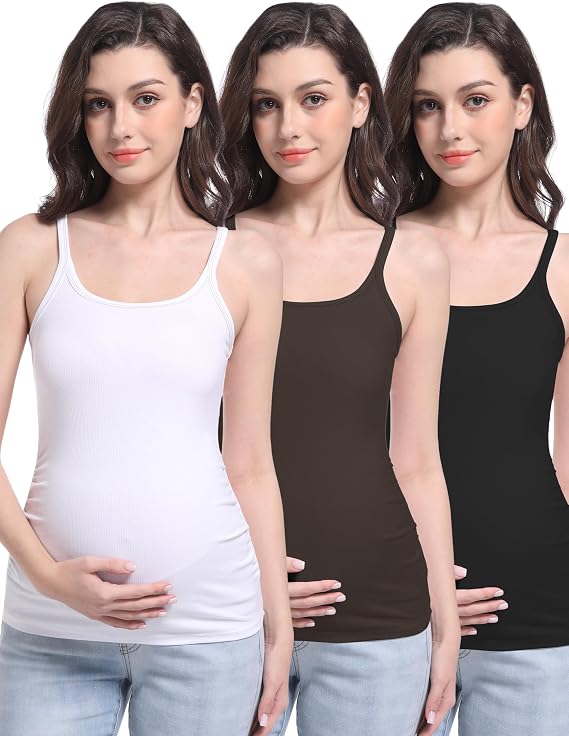 V VOCNI Women's Maternity Camisole Spaghetti Strap Pregnancy Tank Tops