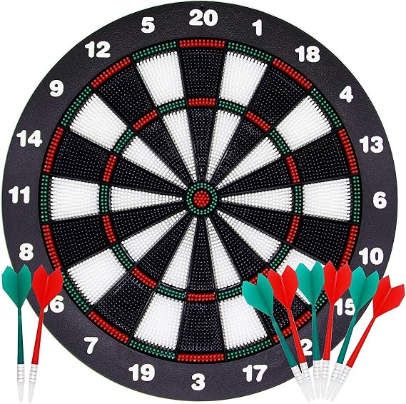 Safe Dartboard Set Ø42cm /16.5-inch for Children and Adults Dartboard with 6 Darts Set