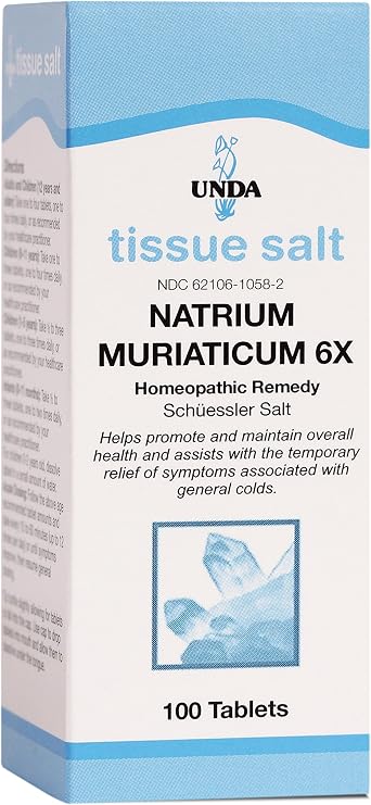UNDA Natrium Muriaticum 6X (Salt) | Homeopathic Remedy Helps Maintain Healthy Water Balance and Temporarily Relieve Symptoms of General Colds | 100 Tablets