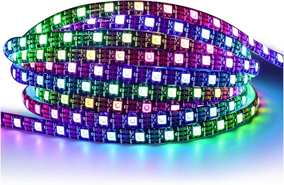 WS2812B LED Strip Lights, IP65 Waterproof RGB LED Pixel Strip 5M 5V 5050 300 LEDs Black PCB Full Color Individually Addressable Smart LED Light Strips for Advertising Decoration DIY Projects [Energy Class F]