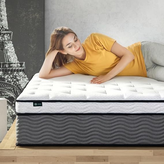 Zinus 14 Inch Support Plus Pocket Spring Hybrid Mattress, Queen, Strong Coils for Durable Support, Pocket Innersprings for Motion Isolation, Mattress in A Box