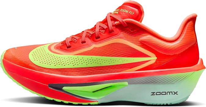 Nike Zoom Fly 6 Women's Road Racing Shoes (FN8455-601, Bright Crimson/Lime Blast/Mint Foam/Cave Purple) Size