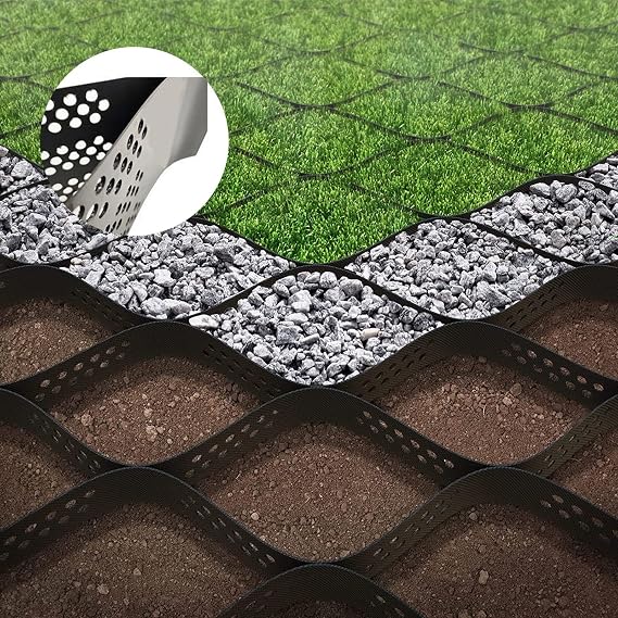 2 inch Geocell Ground Grid, HDPE Geo grid Ground Gravel Grid, Geogrid Driveway, Permeable Paver System Ground Stabilization Grid Geocell Permeable Pavers for Landscaping Parking Lots ( Color : W X L ,