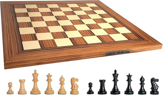 Chess Sensory Board (with LEDs) with Grandmaster Series Chess Set - 4.0" King