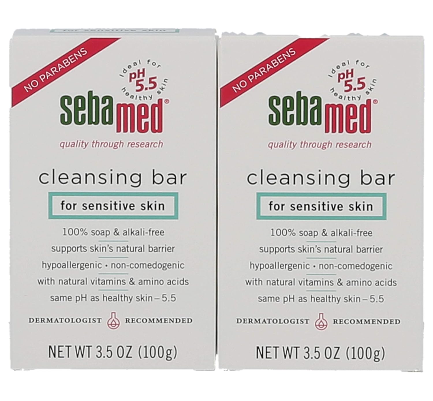 Sebamed Soap-free Cleansing Bar For Sensitive Skin, 3.5-Ounce Boxes Pack of 2