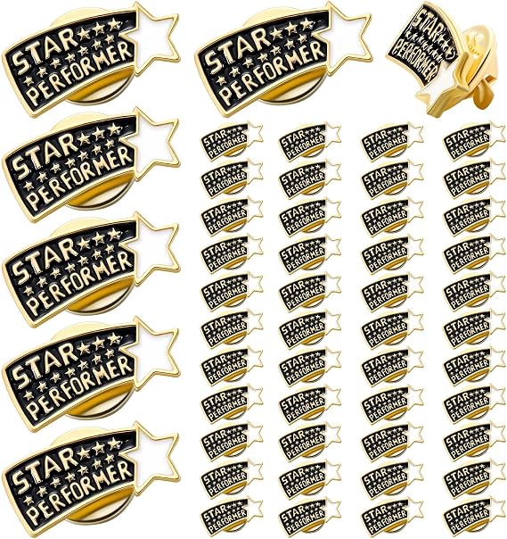 Tondiamo 50 Employee of The Month Star Pins Bulk Star Performer Appreciation Gifts for Staff Coworker Teacher Volunteer Recognition Pins Christmas Gifts Bulk for Team