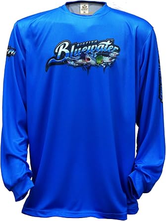 Bigfish Bluewater Blue UPF50 Long Sleeve Performance Fishing Shirt (Medium)