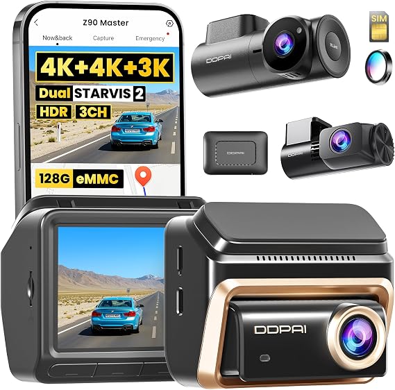 DDPAI Z90 Master 3-Channel 4K Dash Cam CPL Included with 4G LTE Module