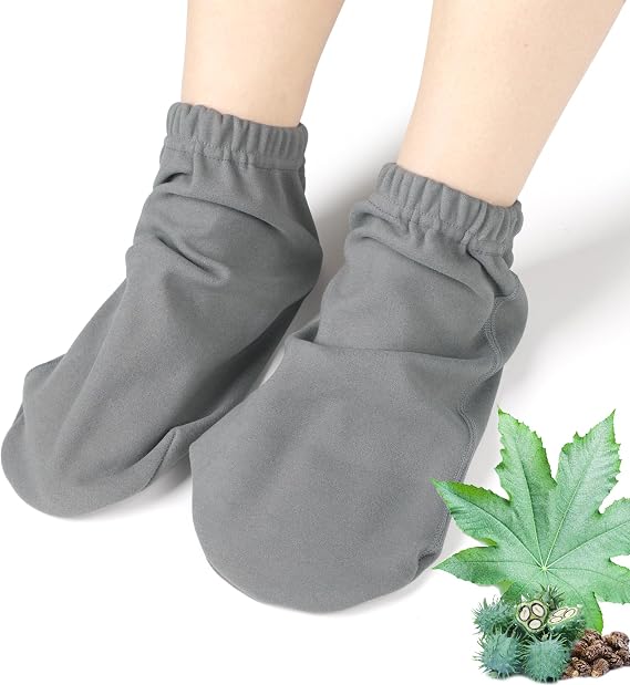 Castor Oil Pack Wrap for Feet, Castor Oil Pack Wrap Organic Cotton for Women,Castor Oil Socks for Feet Arthritis and Feet Tingling Cracking, Sleep Socks Purple(Oil are Not Include)