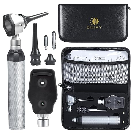 Veterinary Otoscope Opthalmoscope LED ENT Diagnostic Set, with Diagnostic Premium Instruments Vet Otoscope Set, Otoscope for Dogs, Pet Otoscope