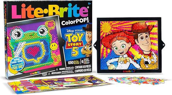 Basic Fun Lite Brite ColorPOP Toy Story 5 Light Up Art Set With 650 Mini Pegs HD Screen And Colour Templates Creative Toy For Kids Age 6 Years and Up