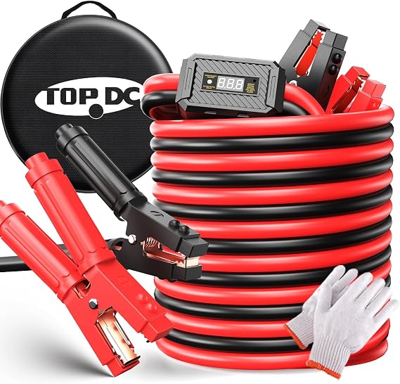 TOPDC 0 Gauge 25FT Jumper Cables Heavy Duty Booster