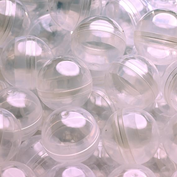 Capsule Vending Machine Round 50 pcs 1.1 inch (28mm) - Gumball Machine Capsules Bulk Clear Container - Easter Basket Stuffers Birthday Gifts Pinata Stuffers DIY Craft Supplies - Clear Capsules Empty