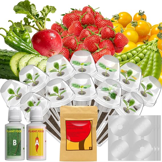 12 Pods Fruit Seed Pod Kit for AeroGarden, iDoo, Ahopegarden - Compatible with All Hydroponics Indoor Garden, 350+Seeds Include Strawberry, Cherry Tomato, Cucumber, Radish, Pea, Pepper and Beet