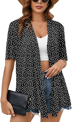 Heymoments Womens Lightweight Open Front Knit Cardigans Short Sleeve Casual Soft Drape Summer Cardigan S-2XL