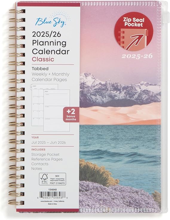 Blue Sky 2025-2026 Weekly & Monthly Academic Planner, 5"x8", Believe
