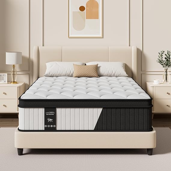 Mattress Queen Size, 12 Inch Hybrid Queen Mattress in a Box, Medium Firm