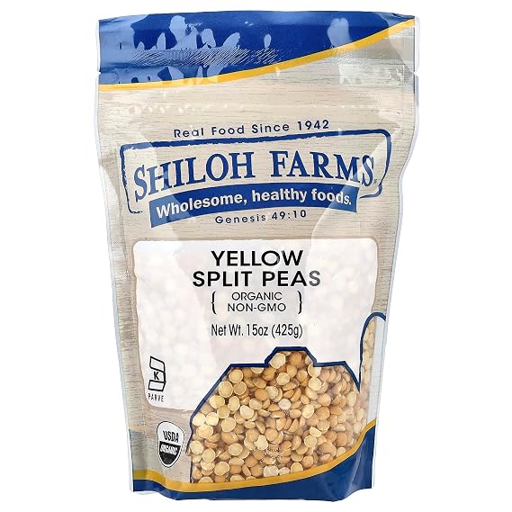 Shiloh Farms Organic Yellow Split Peas - Bulk 6 Count of 15 Oz, Naturally Nutty and Creamy, Certified Organic, Perfect for Gourmet Dishes