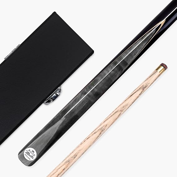 Silver Series CONQUEST 57 Inch 2 Piece Centre Joint Snooker Pool Cue and Case Set 9.5mm Tip with Black Hard Case