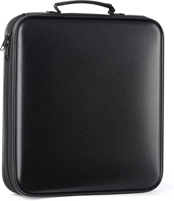 DVD Storage CD Case Holder: 160 Capacity CD Sleeves Black Disc Cases Binder for Car - CD Hard Organizer Box - Large DVD Wallet for Movie/Music/Game & Portable CD Book