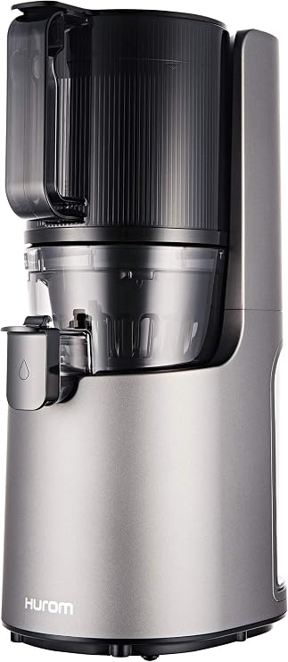 Hurom H-200 Electronic Slow Juicer Machine (Silver) - Self Feeding w Big Mouth Hopper to Fit Whole Fruits & Vegetables - Healthy Living - Easy Rinse Clean No Scrub BPA Free Easy Assembly