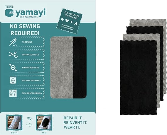Texfix Yamayi, Ütü ile Yapışan Yama, Yapışkanlı Yama, 4 adet 28 cm x 15 cm, Yıkamaya Dayanıklı, Dikiş Gerektirmez (Suede-5)
