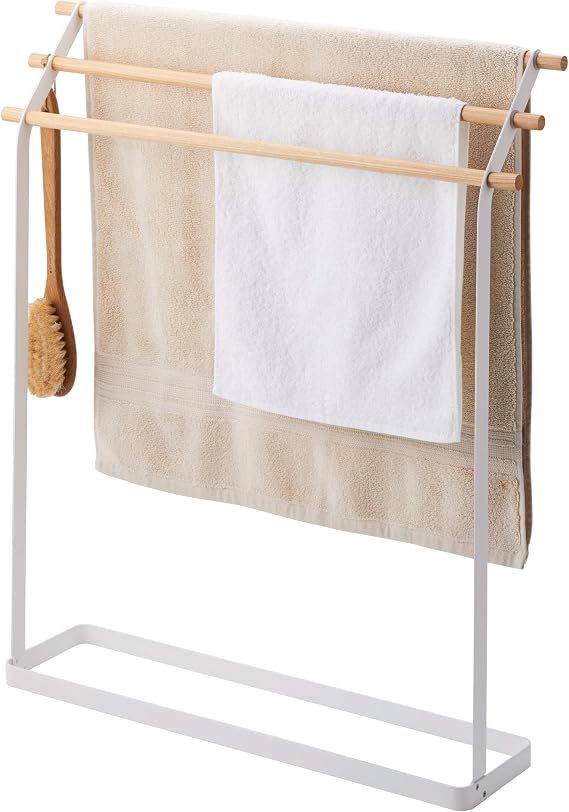 Yamazaki Home Bath Towel Hanger - Bathroom Holder Rack Organizer | Convenient bathroom holder rack organizer for drying bath towels. Compact and functional space-saving design. Easy to clean.